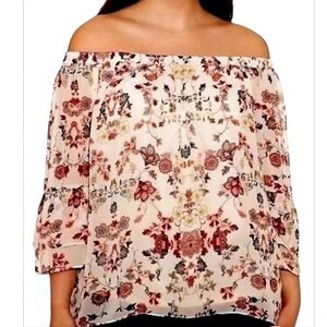 Alyx Cream Off-Shoulder Blouse with 3/4 Sleeves